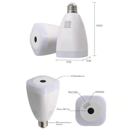 360 Degree Motion Recording WiFi Bulb Panoramic Surveillance Camera