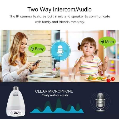 360 Degree Motion Recording WiFi Bulb Panoramic Surveillance Camera