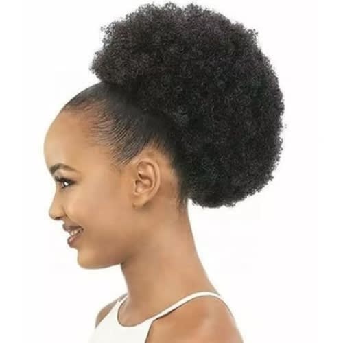 Afro Kinky Curl Hair Bun For Ladies - Black - 1 Piece