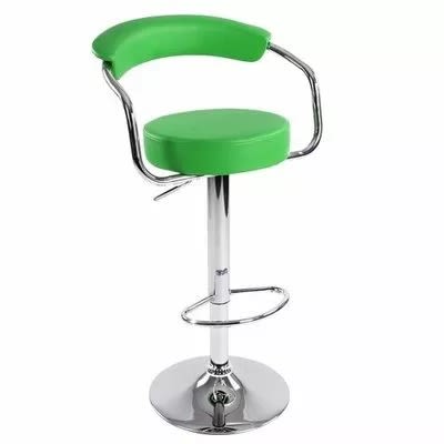 Chrome Bar Stool With Backrest - Green