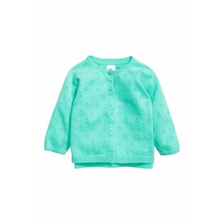 Hole-Patterned Cardigan - Blue