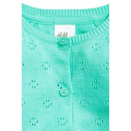 Hole-Patterned Cardigan - Blue
