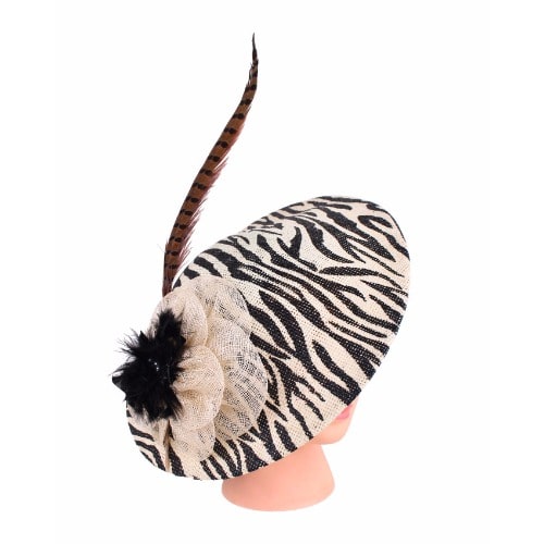 Alvinah - Stylish Fascinator - Black Stripes