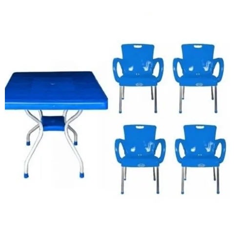 Plastic Chair With Arms & Aluminum Legs & Iron Legs Table