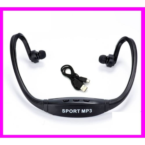 Wireless Headset - S9 Sports Mp3 Rear-mounted Card Headphone - Black