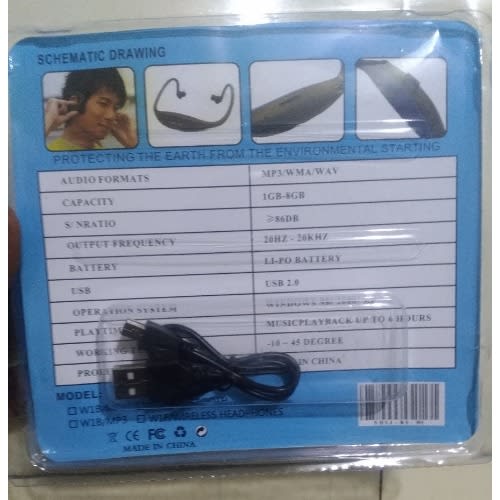 Wireless Headset - S9 Sports Mp3 Rear-mounted Card Headphone - Black