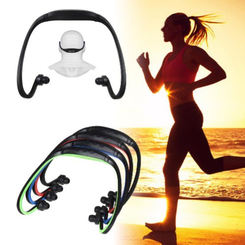 Wireless Headset - S9 Sports Mp3 Rear-mounted Card Headphone - Black
