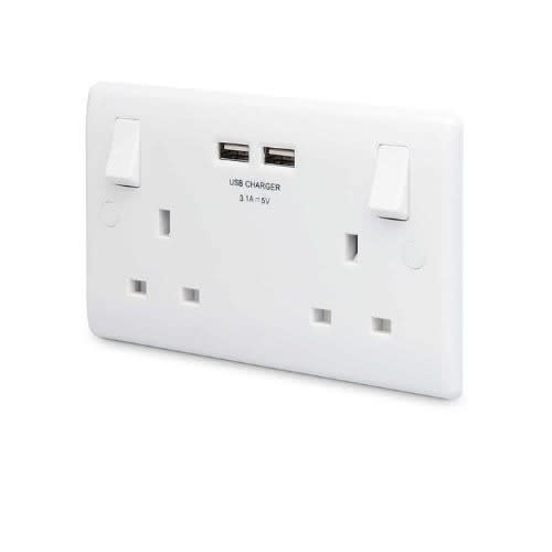 13amps 2 Gang Switched Socket With Usb