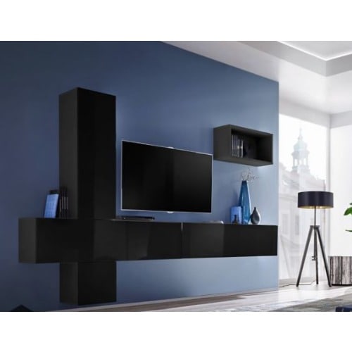 Boise Vi - Modern Tv Wall Unit- Black