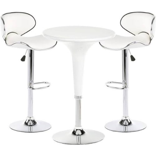 Swivel Adjustable Kitchen Counter Bar Stools - Set Of 2 - White
