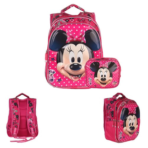 Micky Mouse Character School Bag + Lunch Bag -Pink
