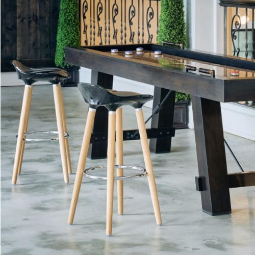 Glossy Abs Plastic Bar With Wood Legs - Set Of 2 - Black