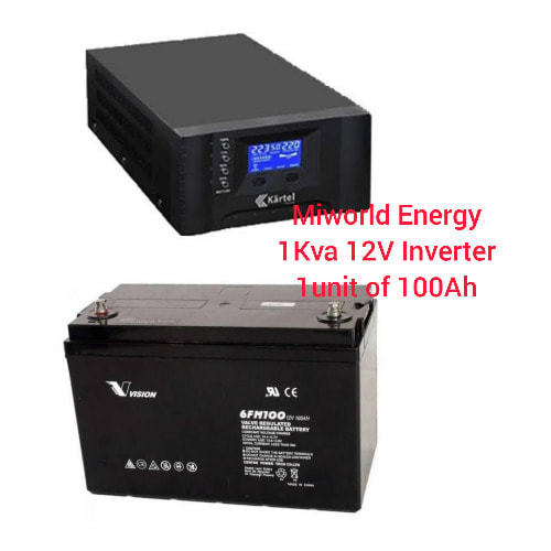1kva 12v  Inverter +100Ah Battery