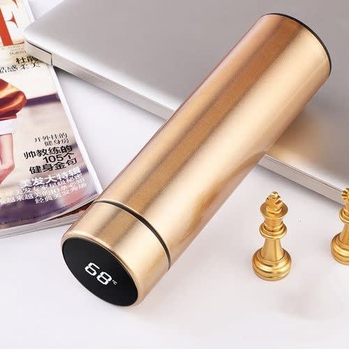 Stainless Water Bottle Vacuum Flask With Temperature Display- 500ml- Gold