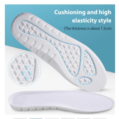 Unisex Memory Foam Insoles For Sports Shoes - 1 Pair White