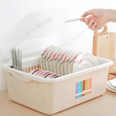 Plastic Plate Rack With Cover