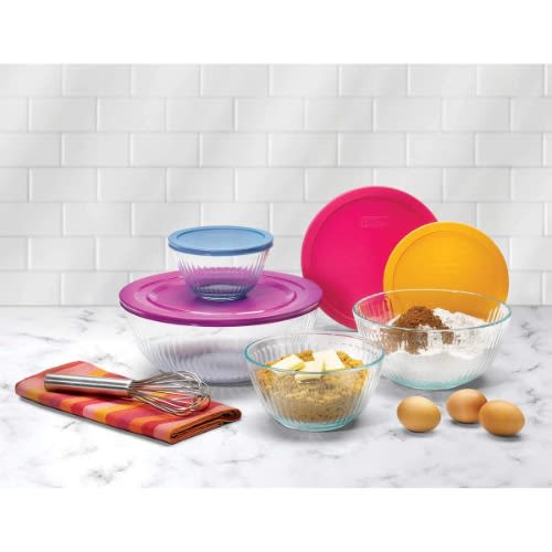 8-piece Glass Mixing Bowl Set - Limited Edition - Assorted Colors Lids
