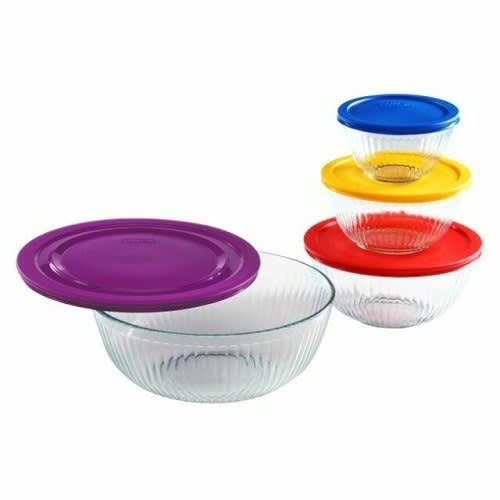 8-piece Glass Mixing Bowl Set - Limited Edition - Assorted Colors Lids