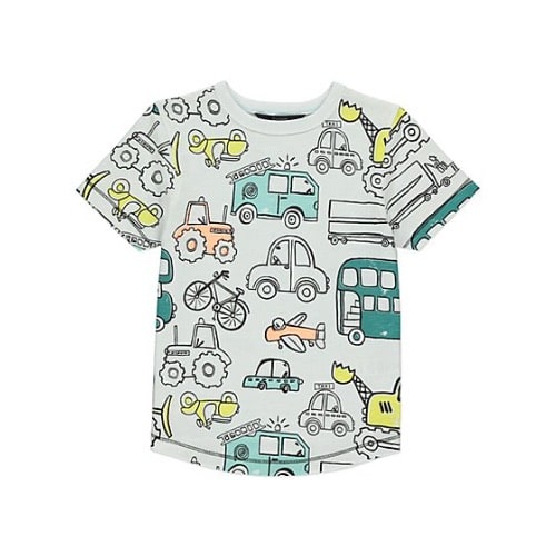 White Vehicle Printed Top