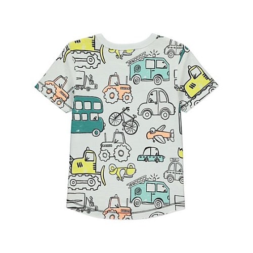 White Vehicle Printed Top