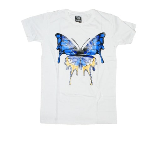 Butterfly Teens Unisex T-shirt- White Multicolour