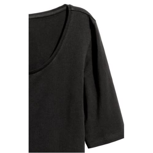 Scoop Neck Jersey T-shirt- Black