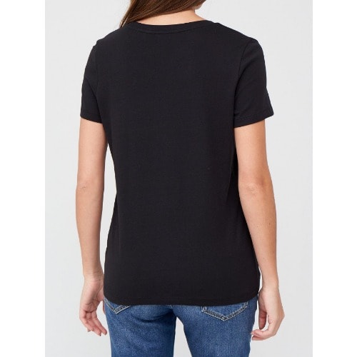 The Front Print Slogan T-shirt - Black