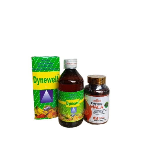 Extreme Maca Hip Enlargement Supplement 60 Capsules & Dynewell Weight Gain Syrup - 250ml