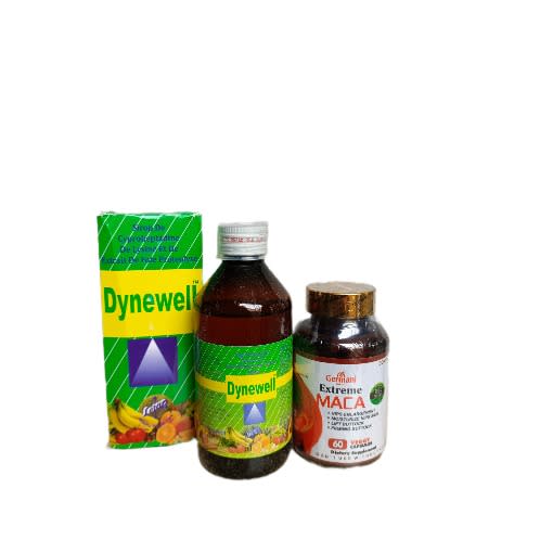 Extreme Maca Hip Enlargement Supplement 60 Capsules & Dynewell Weight Gain Syrup - 250ml
