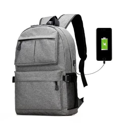 Antitheft Travel Backpack Usb Charging Laptop Bag - Grey