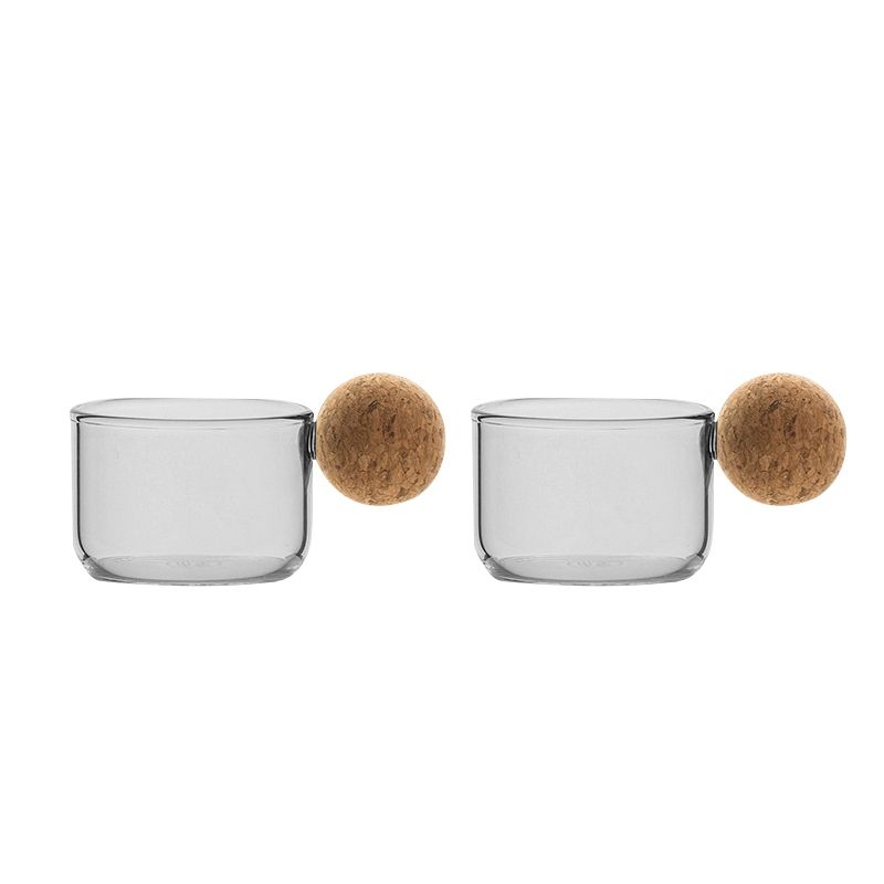 Glass Cork Lid Teapot, Style:Two Mingsheng Cups