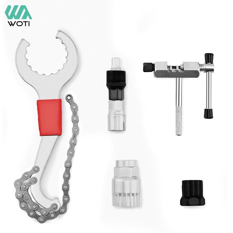 Bicycle repair tool central axis flywheel tail hook wrench chain remover repair tool bicycle tool accessories Four-piece set +724 chain cutter