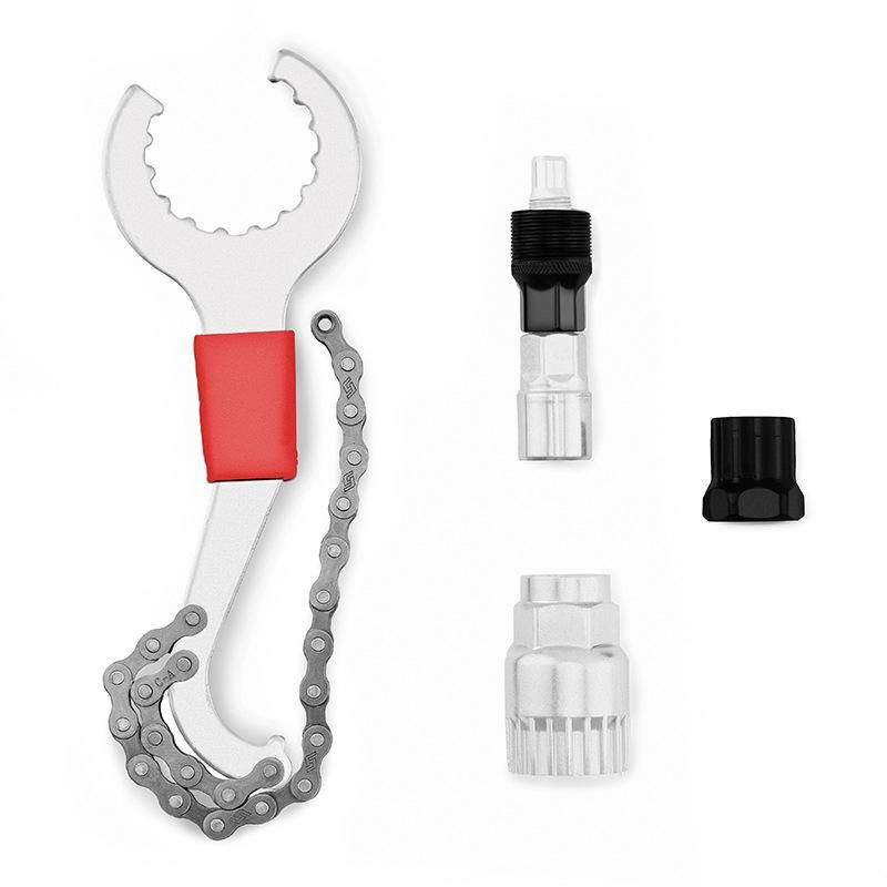 Bicycle repair tool central axis flywheel tail hook wrench chain remover repair tool bicycle tool accessories Four-piece set +724 chain cutter