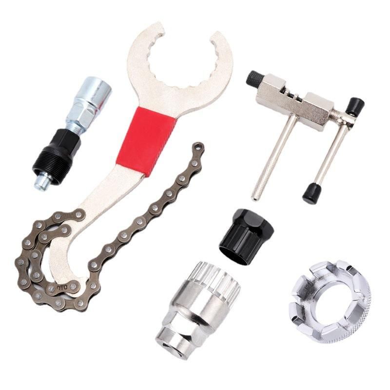 Bicycle repair tool central axis flywheel tail hook wrench chain remover repair tool bicycle tool accessories Four-piece set +724 chain cutter