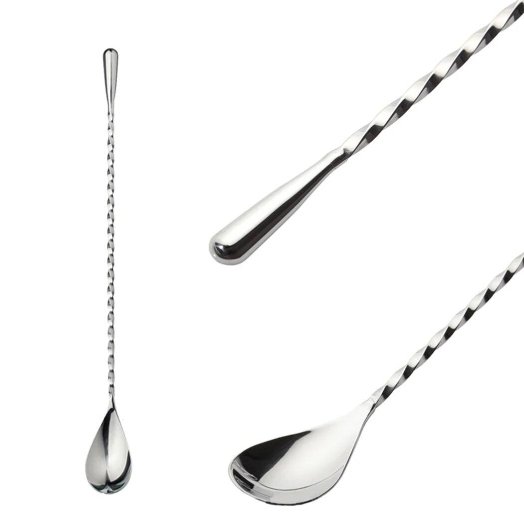 6pcs Cocktail Bar Spoon Stainless Steel Threaded Twisted Mixing Stir Spoon Bar Tool Bartender Tools Cocktail Spoon Stirrer
