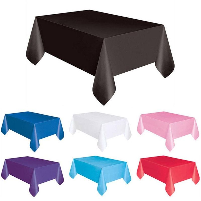 10 PCS Disposable Plastic Tablecloth Solid Color Wedding Birthday Party Table Cover Rectangle Desk Cloth Wipe Covers(red)