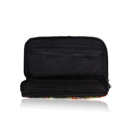 Women's Metallic Adire Two Fold Long Zipper Wallet