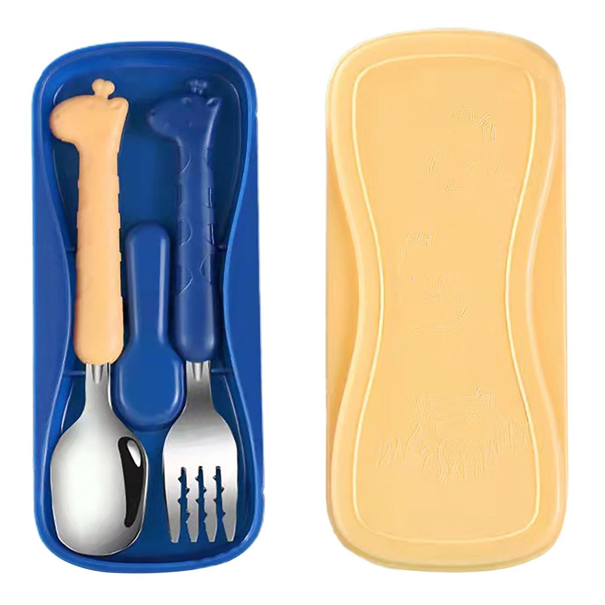 1 Set Children Feeding Sets Kids Spoon Fork Set Baby Gadgets Blue
