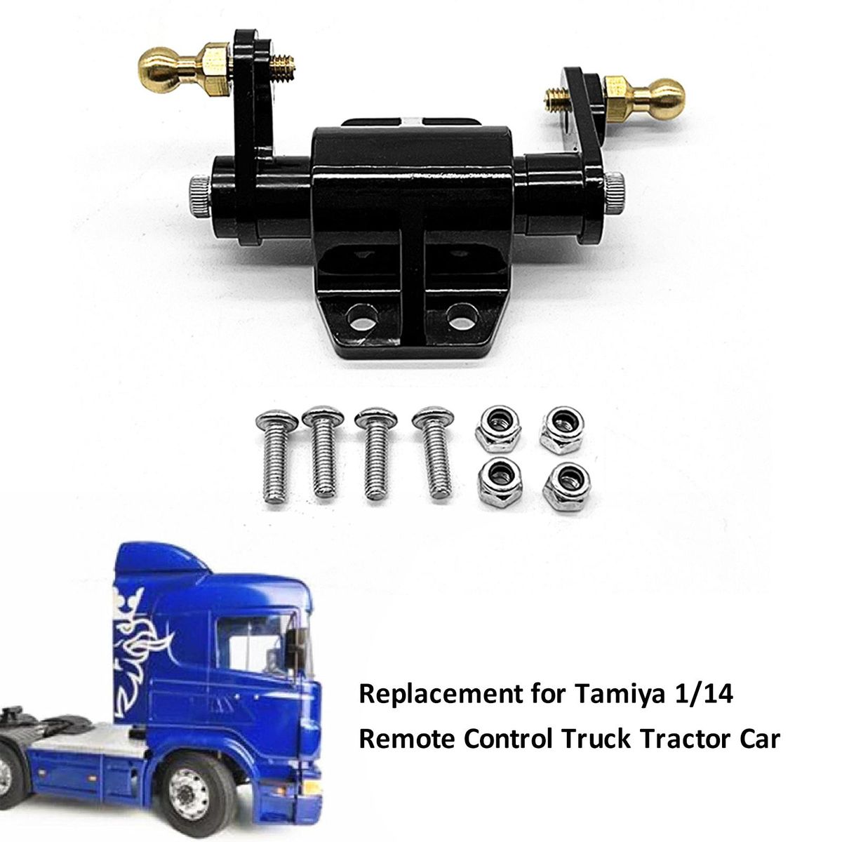 Metal Steering Gear Bearing Assembly Steering Mount Replacement for Tamiya 1/14 Remote Control Truck Tractor Car