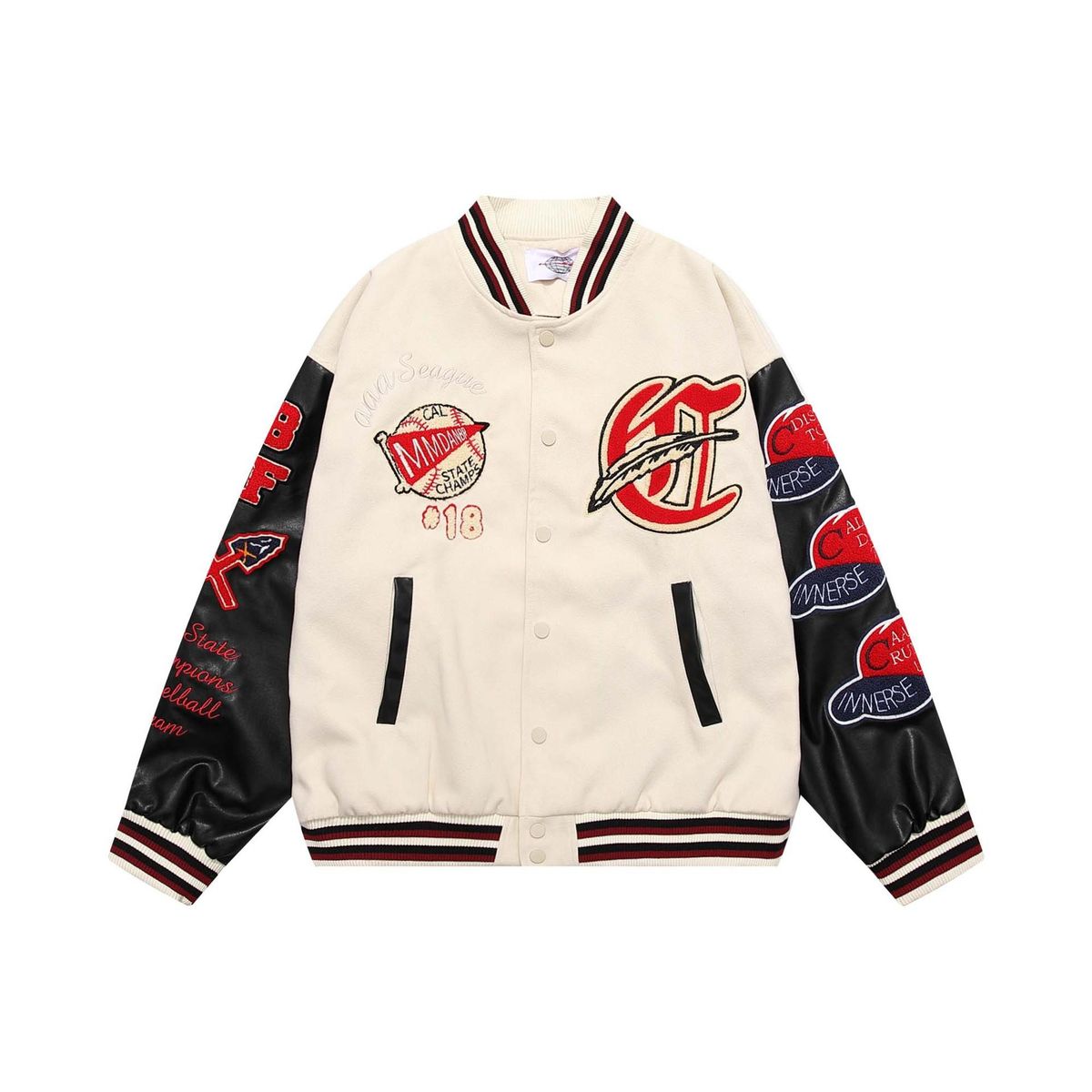 American High Street Color Block Letter Towel Embroidery Thickened Baseball Jacket Men's INS Winter