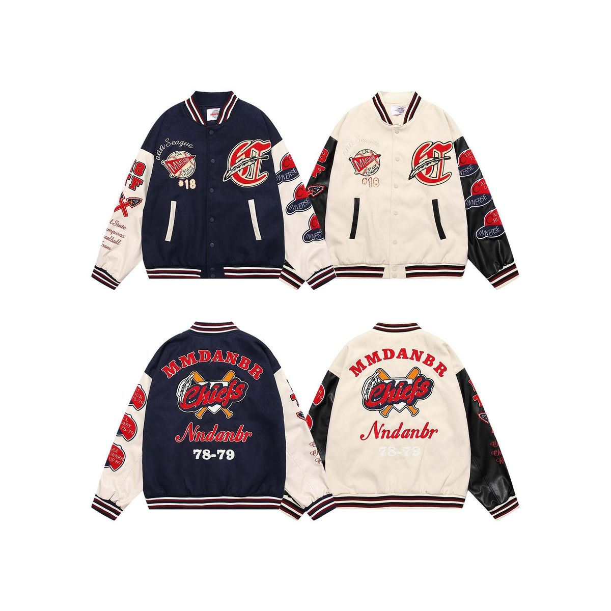 American High Street Color Block Letter Towel Embroidery Thickened Baseball Jacket Men's INS Winter