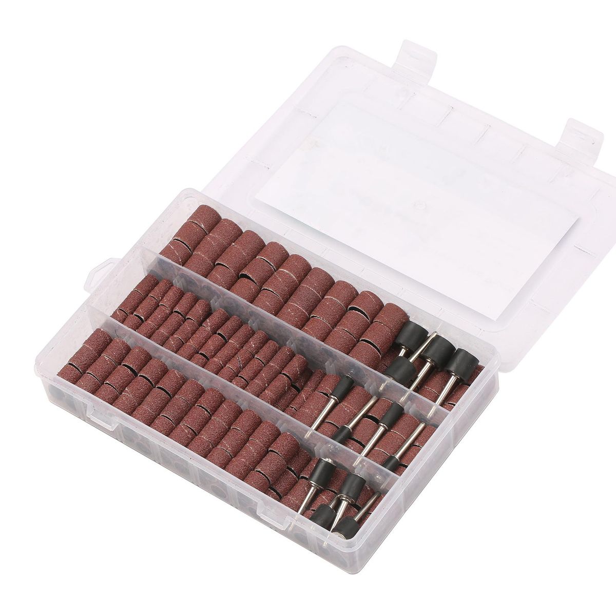 252 Pieces Drum Sander Set Sanding Drum Kit with Free Box Including 240 Pieces Drum Sander Sanding Sleeves and 12 Pieces Drum Mandrels Rotary Tool 1/8inch 3/8inch 1/2inch