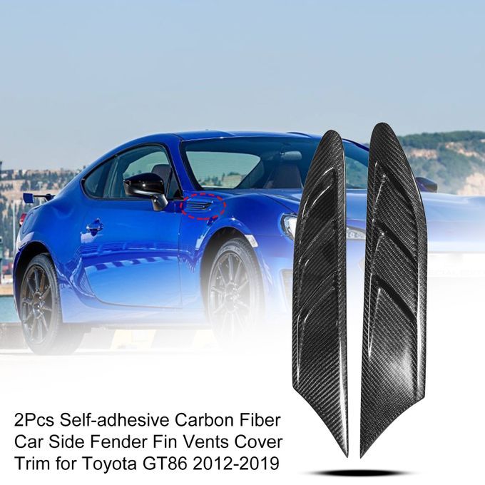 2Pcs Self-adhesive Carbon Fiber Car Side Fender Fin-Black