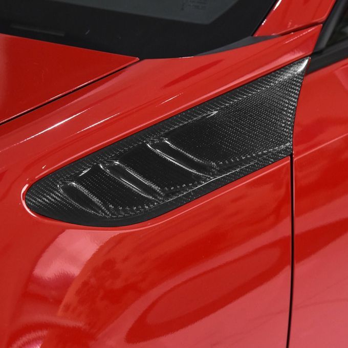 2Pcs Self-adhesive Carbon Fiber Car Side Fender Fin-Black