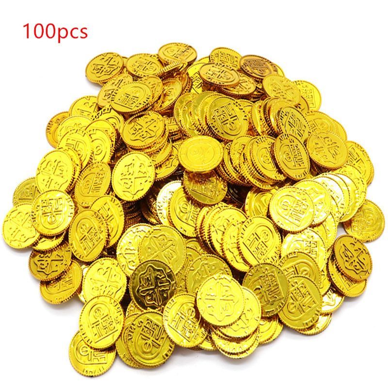 100pcs Poker Casino Chips Coin Gold Plating Plastic Spanish