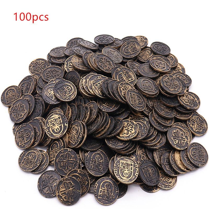 100pcs Poker Casino Chips Coin Gold Plating Plastic Spanish