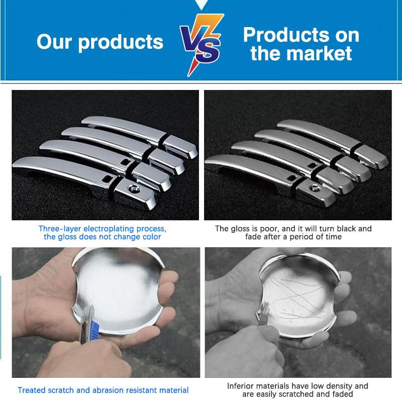 Fit for Toyota Hilux Revo MK8 2015~2020 Chrome Smart Door Handle Cover Car Decorate Accessories Styling Protective Film Stickers