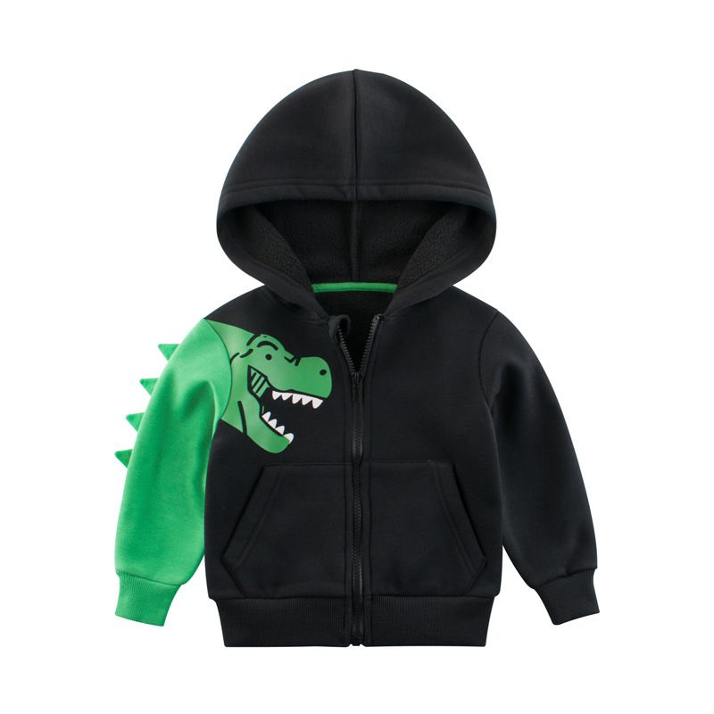 Cotton Kid Boys Dinosaur Print Long Sleeve Fleece Hoodie