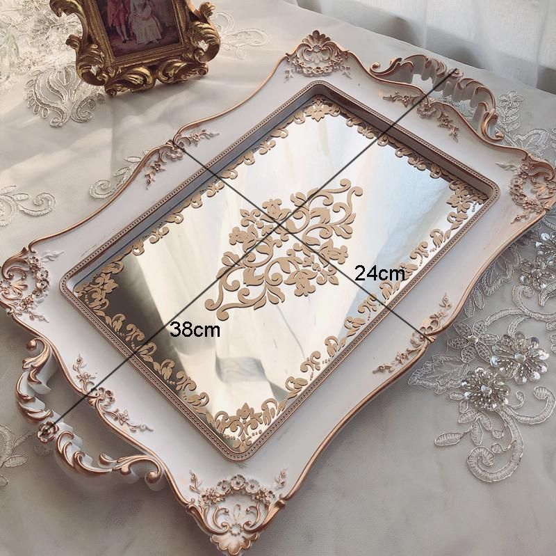 Plastic Storage Tray Mirror Surface Bathroom Supplies Storage Trays Household Rectangle Cosmetic Jewelry Plate Candy Snack Plate