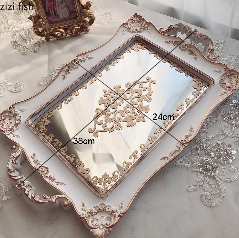 Plastic Storage Tray Mirror Surface Bathroom Supplies Storage Trays Household Rectangle Cosmetic Jewelry Plate Candy Snack Plate